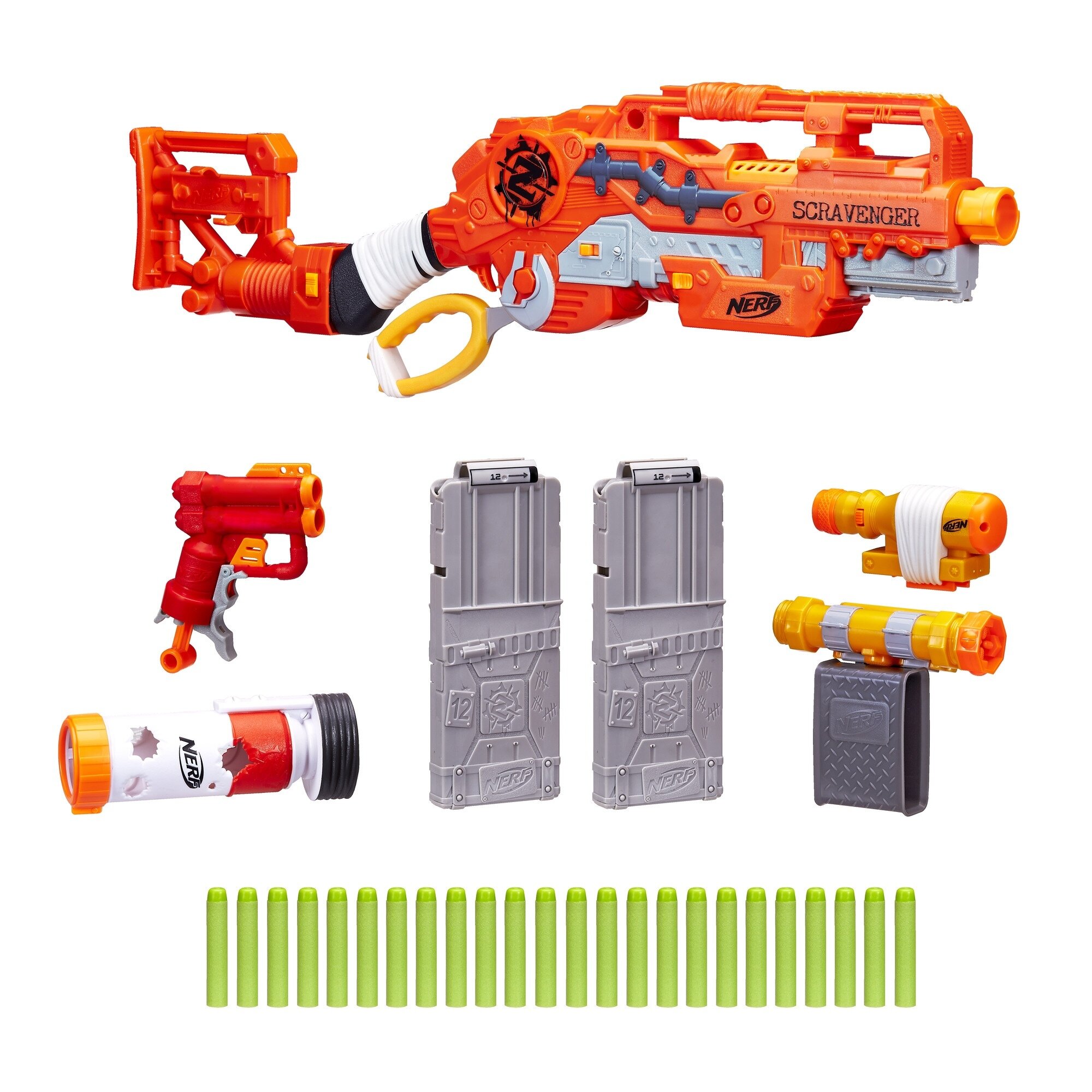 Nerf Zombie Strike トイガン オレンジ/イエロー Nerf Zombie Strike Scravenger