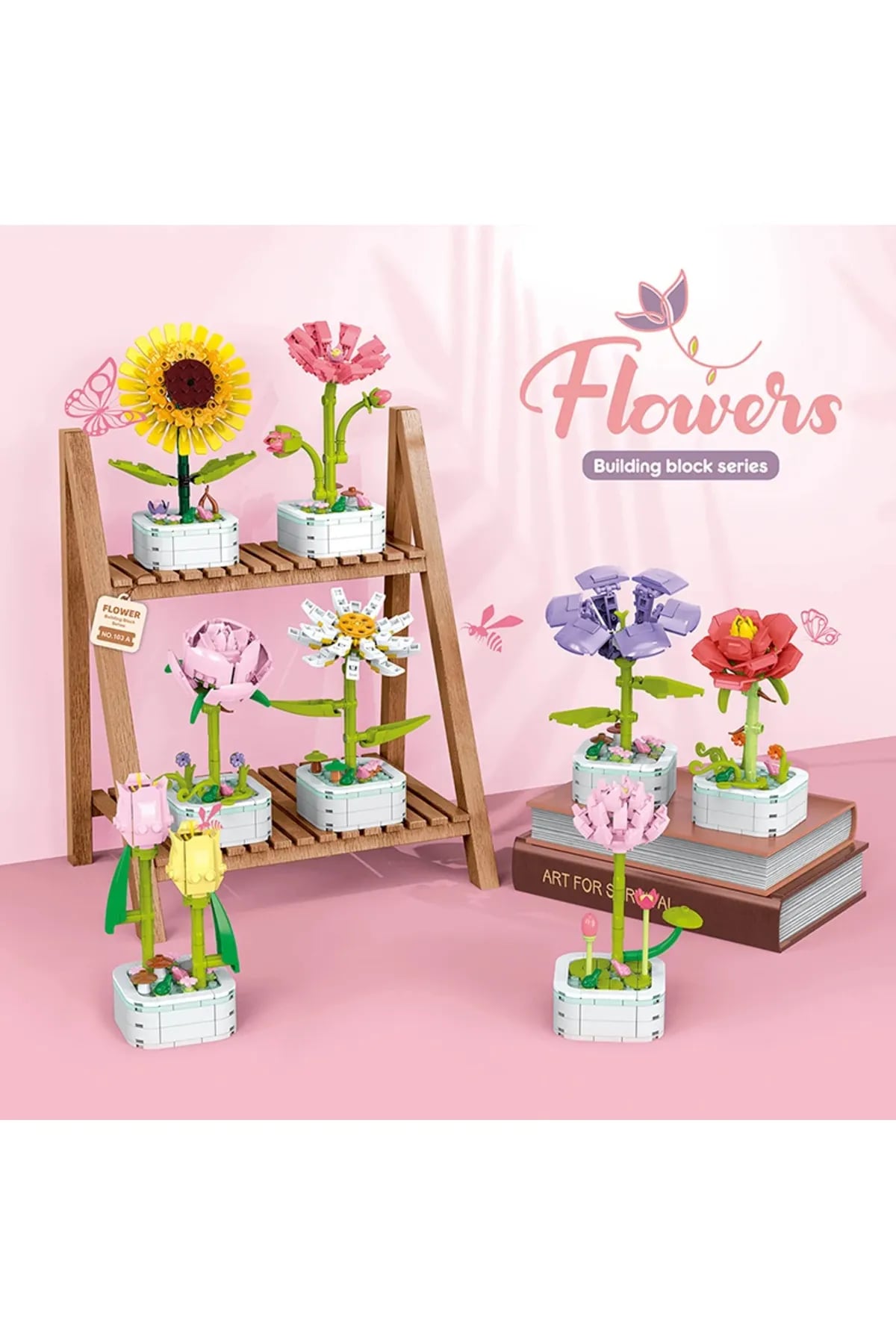 むこうぶち 1-48 セット Saksıda Çiçek Yapım Seti Noon Flower