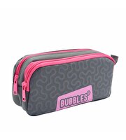Bubbles Triangle Kalem Çantası Gri Pembe