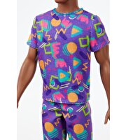 Barbie Yakışıklı Ken Bebekler Mor Tişört ve Şort Takımlı GRB87