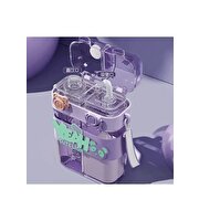 Yeah Askılı Çift Hazneli Çift Kapaklı Matara Mor