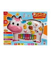 Türkçe Hayvan Sesli İnek Görünümlü Piyano Beyaz