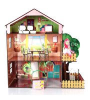 Ahşap Ağaçlı Bebek Evi 14 Parça