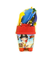 Resimli Kırmızı Kapaklı Full Parçalı Mavi Suluklu Dev Kova Seti 1029