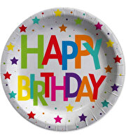 Superstar Happy Birthday Kağıt Tabak 23 Cm 8 Adet