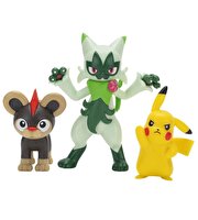 Pokemon Battle 3'lü Fi̇gür Seti̇ Pikachu Floragato Litleo