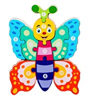 Ahşap Renkli Kelebek Sayı Puzzle