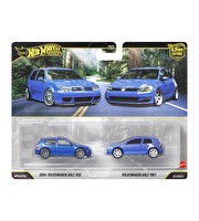 Hot Wheels 2'li̇ Premi̇um Araba 2004 Volkswagen Gold R32 & Volkswagen Golf JHW49