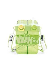 Yeah Askılı Çift Hazneli Çift Kapaklı Matara Yeşil