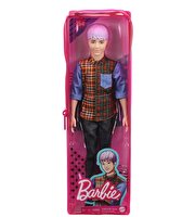 Barbie Yakışıklı Ken Bebekler Mor Saçlı ve Ekose Gömlekli GYB05