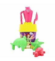 Resimli Sarı Kapaklı Full Parçalı Pembe Suluklu Dev Kova Seti 1029