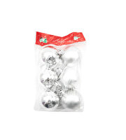 Yılbaşı Ağaç Süsü 6'lı Büyük Gümüş Renk Top