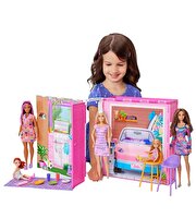 Barbie Portatif Tatil Evi Bebek ve Oyun Seti HRJ77