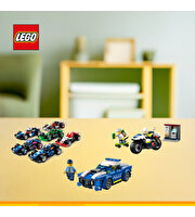 LEGO City Polis Macera 3’lü Özel Set Paket (Polis Araba + Polis Motosikletli Kovalamaca + Mini Formula Yarış Aracı)