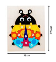 Ahşap Renkli Uğur Böceği Sayı Puzzle
