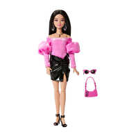 Barbie Deluxe Style Serisi Metalik Siyah Elbiseli Bebek JJN76