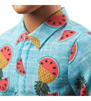 Barbie Yakışıklı Ken Bebekler Karpuz Desenli Gömlek ve Pembe Şortlu GYB04