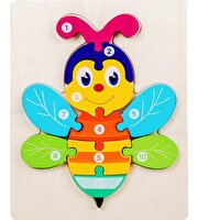 Ahşap Renkli Arı Sayı Puzzle