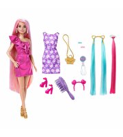 Barbie Upuzun Muhteşem Saçlı Bebekler Pembe Saçlı Bebek JDC85