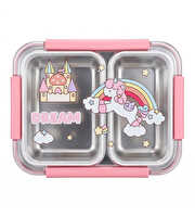 Unicorn Desenli Paslanmaz Çelik Yemek Kabı Pembe