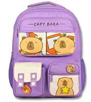 Capybara Desenli Lila Sırt Çantası