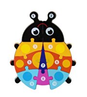 Ahşap Renkli Uğur Böceği Sayı Puzzle