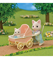 Sylvanian Families Çiçekli Kedi Baba ve Bebek Arabası Seti