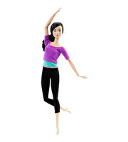 Barbie Sonsuz Hareket Bebeği Kumral Mor Tişörtlü DHL84