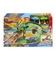 Hot Wheels Monster Trucks Köpek Balığı ve Dinozor Korkunç Ejderhaya Karşı Oyun Seti JFR06