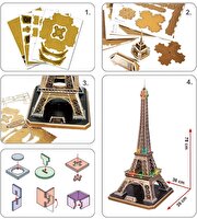 Fransa Eiffel Kulesi LED Işıklı 3D Puzzle 82 Parça