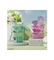 Yeah Askılı Çift Hazneli Çift Kapaklı Matara Mavi