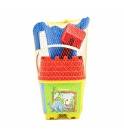 Resimli Kırmızı Kapaklı Mavi Suluklu Kale Kova Seti