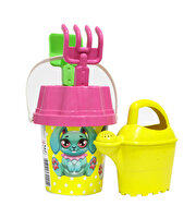 Pembe Kapaklı Açık Sarı Suluklu Kova Seti 1011