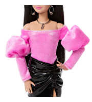 Barbie Deluxe Style Serisi Metalik Siyah Elbiseli Bebek JJN76