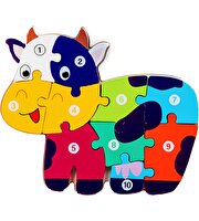 Ahşap Renkli İnek Sayı Puzzle