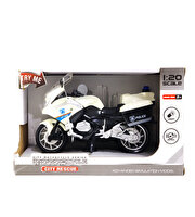 Sesli Işıklı Beyaz Polis Motosikleti