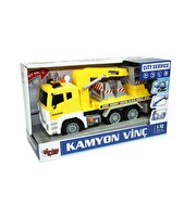 1:12 Ölçekli Sesli Işıklı Sarı Kamyon Vinç