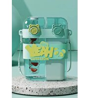 Yeah Askılı Çift Hazneli Çift Kapaklı Matara Mavi