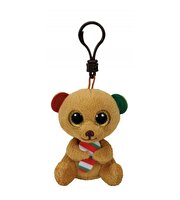 TY Beanie Boos Bella Brown Bear W/Candy Cane Clip