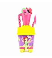 Resimli Sarı Kapaklı Full Parçalı Pembe Suluklu Dev Kova Seti 1029