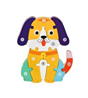 Ahşap Renkli Köpek Sayı Puzzle