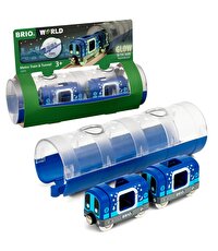 Brio Karanlıkta Parlayan Metro Treni ve Tünel