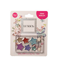 Lukky 6 Renkli̇ Yıldız Desenli Parıltılı Göz Farı Paleti̇ ve Fırçası