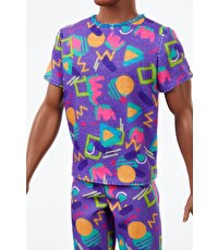 Barbie Yakışıklı Ken Bebekler Mor Tişört ve Şort Takımlı GRB87