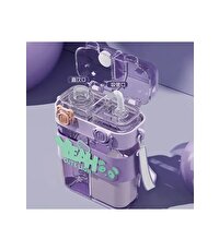 Yeah Askılı Çift Hazneli Çift Kapaklı Matara Mor