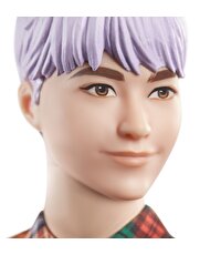 Barbie Yakışıklı Ken Bebekler Mor Saçlı ve Ekose Gömlekli GYB05