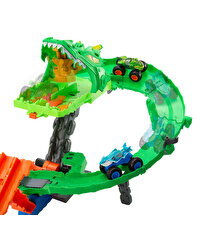 Hot Wheels Monster Trucks Köpek Balığı ve Dinozor Korkunç Ejderhaya Karşı Oyun Seti JFR06