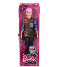 Barbie Yakışıklı Ken Bebekler Mor Saçlı ve Ekose Gömlekli GYB05