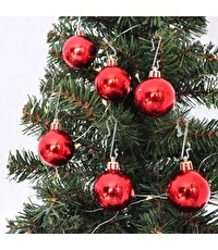 Ağaç Süsleme Topları 6'lı Set Kırmızı 4 Cm