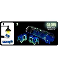 Brio Karanlıkta Parlayan Metro Treni ve Tünel